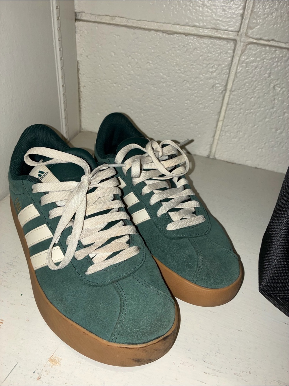 Adidas Womens Green Suede Sneakers with Gum Sole